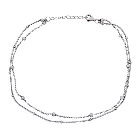 Estate Sterling Silver 925 Double Chain Anklet 8.75–9.75” - Picture 4 of 7